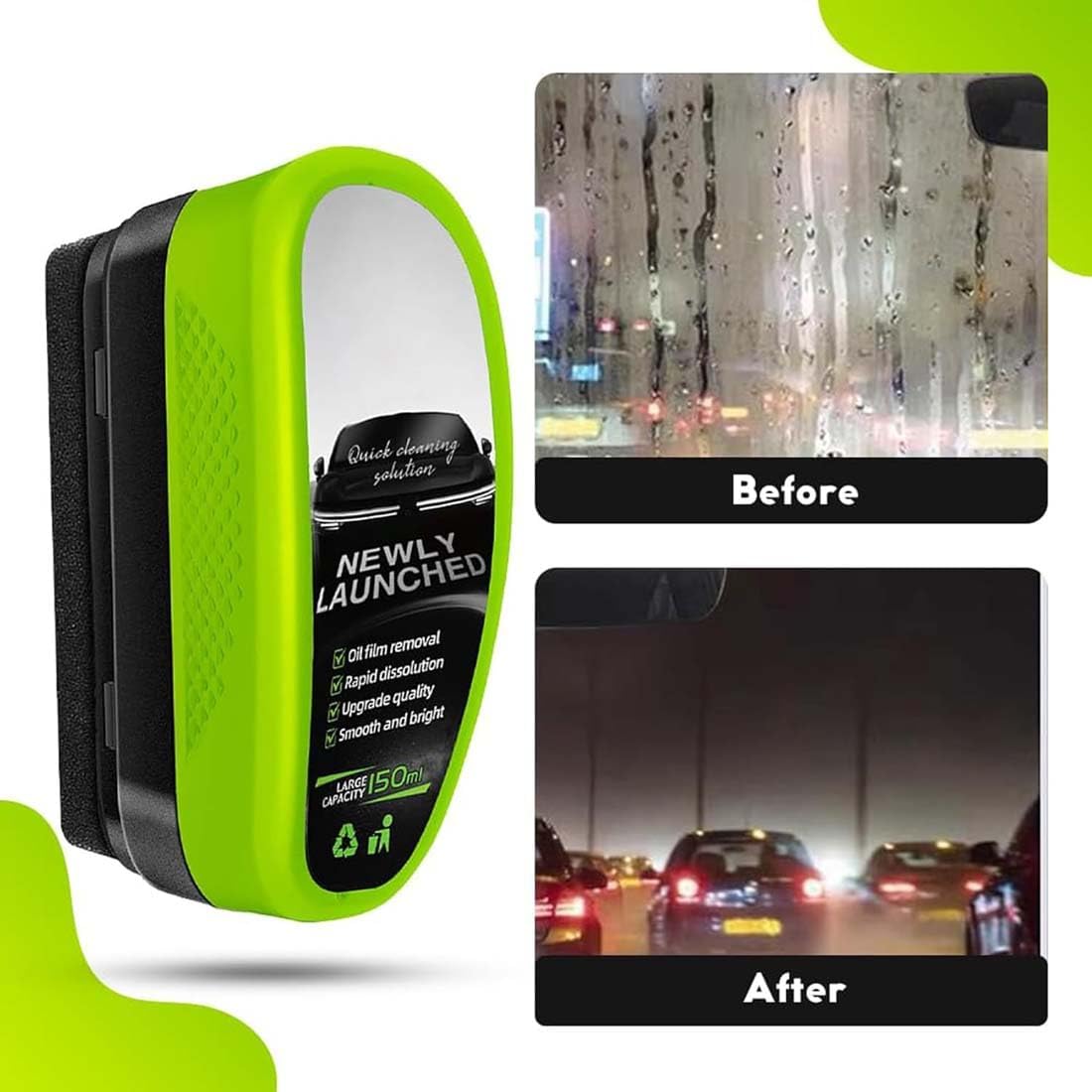 Universal Glass Cleaner,clear Vision Car Glass Oil Film Cleaner Brush For Windshield